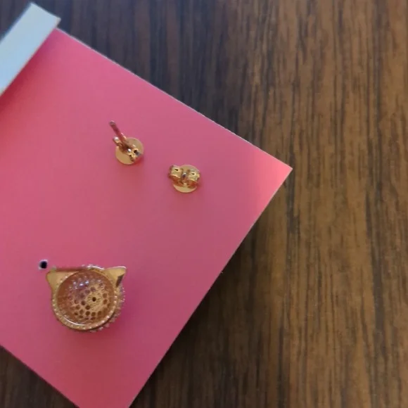 KATE SPADE NEW YORK FLYING PIG ROSE GOLD PAVE EARRINGS - Picture 6 of 6